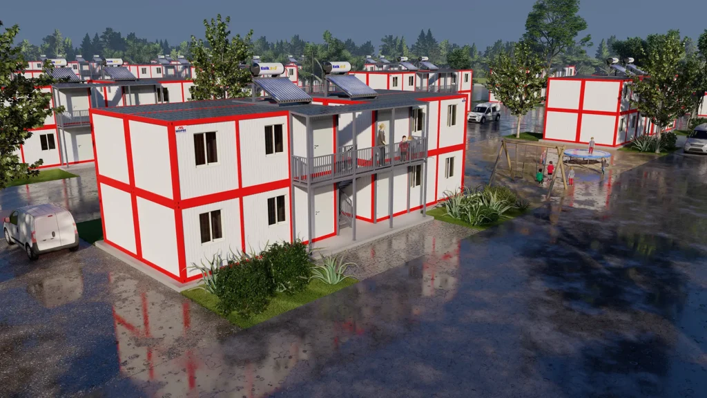 Modern bir Mopre modüler yapı ünitesi; konteyner altına ne konur rehberi ile doğru kurulum.