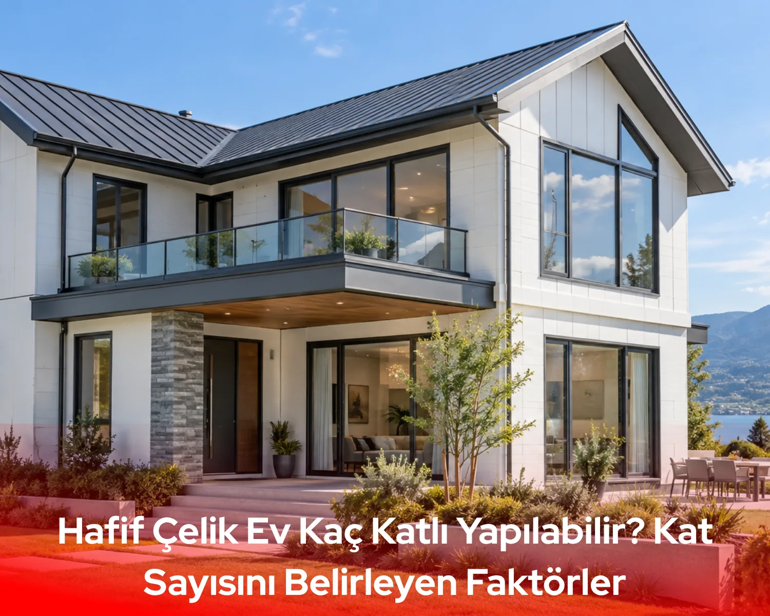 Modern ve çok katlı bir hafif çelik ev projesi, şehir silüetinde yükselirken, hafif çelik ev kaç katlı yapılabilir sorusuna